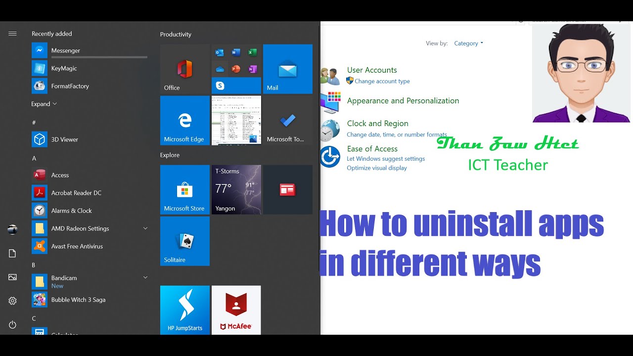 How To Uninstall Programs And Apps On Windows 10 Youtube