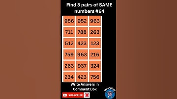Find 3 pairs of Same Numbers | Only a Genius can Find Them | Hard Level