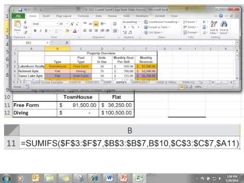 CSE 2111 Lecture Sumifs and Averageifs Syntax and Examples
