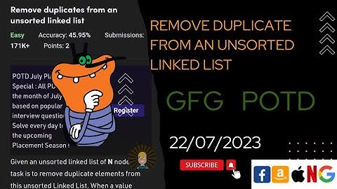 Remove duplicates from an unsorted linked list | POTD | GFG Problem of the Day | C++ | @CodeThurst