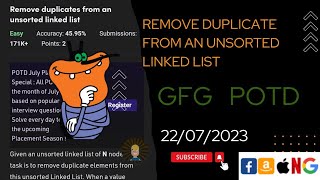 Remove duplicates from an unsorted linked list | POTD | GFG Problem of the Day | C++ | @CodeThurst