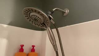 Delta Faucet 4 Spray In2ition 2 in 1 Dual Shower Head with Handheld, Touch Clean Brushed Nickel Show