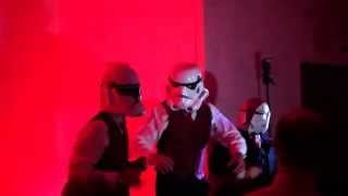 Groomsmen Stormtroopers dancing to YMCA