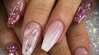 Acrylic nails - pink & white design set