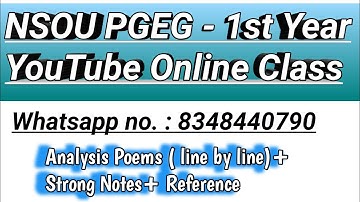 PGEG Class//nsou pgeg English notes Netaji Subhas Open University PG English Class//NSOU PG ENGLISH