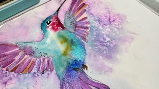 Watercolor Irridescent Hummingbird,  to brighten up your florals!