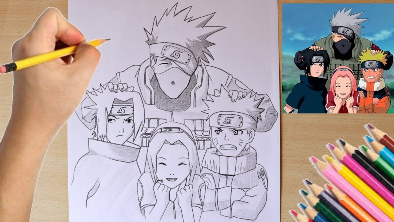 Naruto Drawing | Naruto Team Drawing Easy | Drawing Anime characters ...