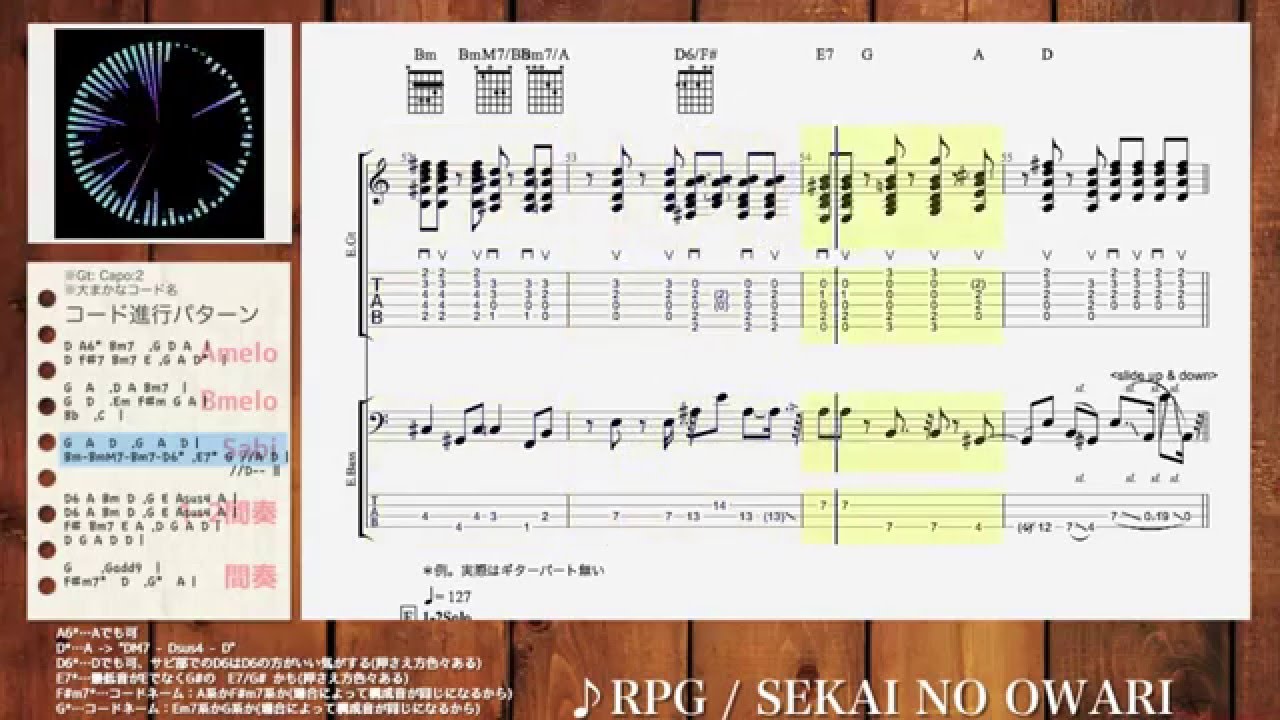 Rpg Sekai No Owari ギターコード Tab譜 Midiplayback Youtube