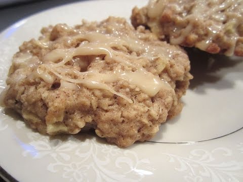Apple Oatmeal Cookies with Caramel Glaze