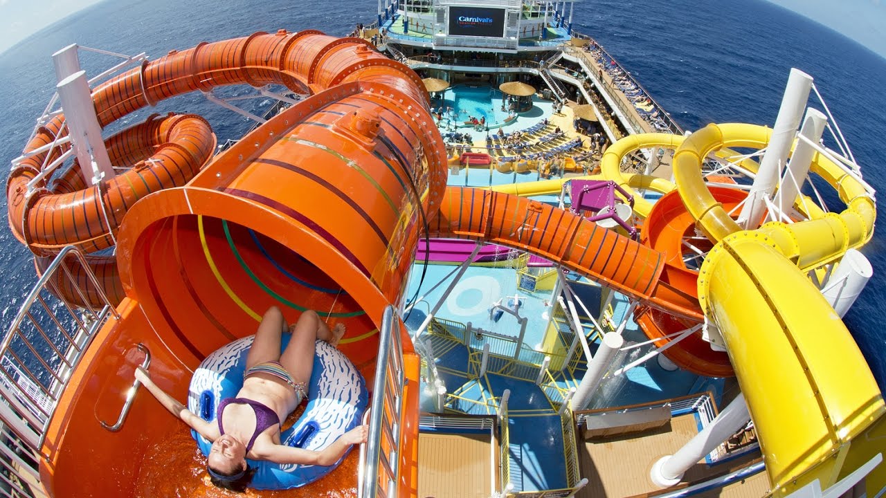 cruise boat with water slide