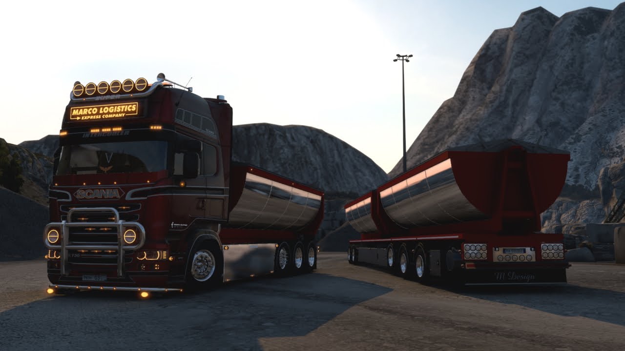  4k ets2 1 46 mod scania r 730 hooklift tandem chassis