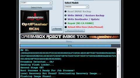 Dreambox OptiFlasher Writing Image Operation in Advanced Mode2