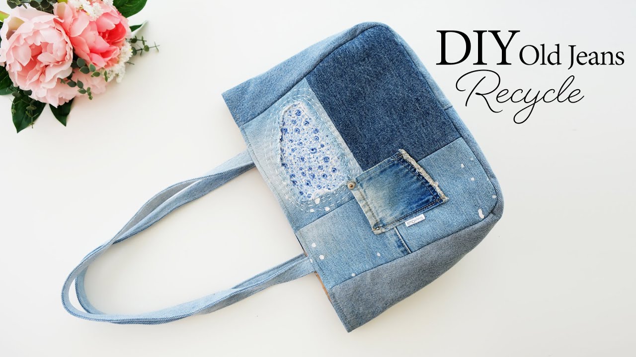 Patchwork Denim Bag Boro Sashiko Embroidery Tote Bag 