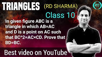 ABC is a triangle in which AB=AC and D is a point on AC such that BC^2=AC×CD. Prove that BD=BC.