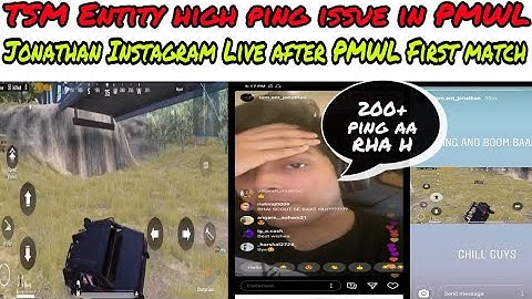 TSM Entity high ping issue in PMWL | Jonathan insta Live after PMWL First match killed by BTR 1v3