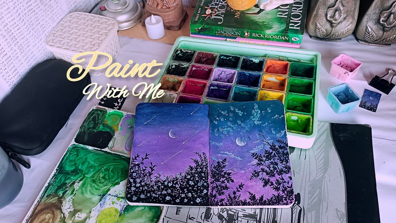 Paint With Me 🪷 Relaxing Gouache Painting & Calming Music 🌿 - YouTube