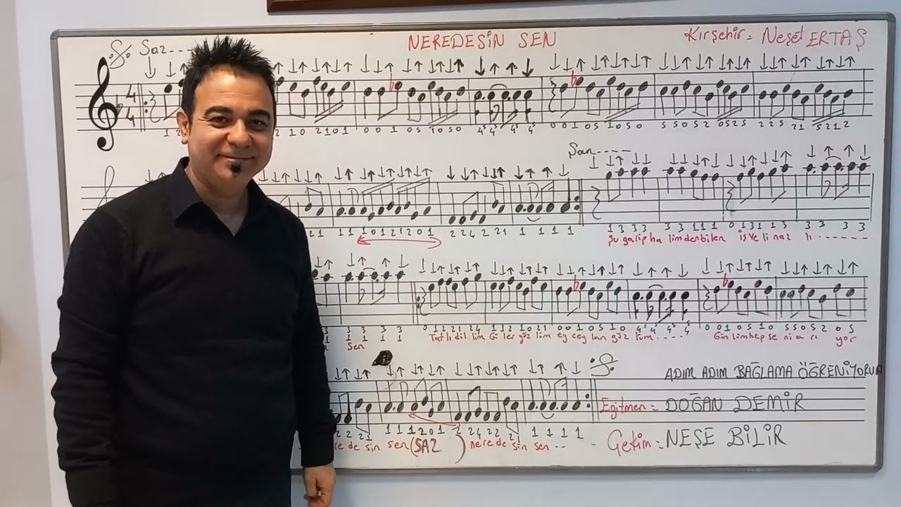 69.ĎERS.NEREDESİN SEN TÜRKÜSÜNÜN,NOTA,SOLFEJ,VE BAĞLAMA DÜZENİNDE ÇALINMASI.