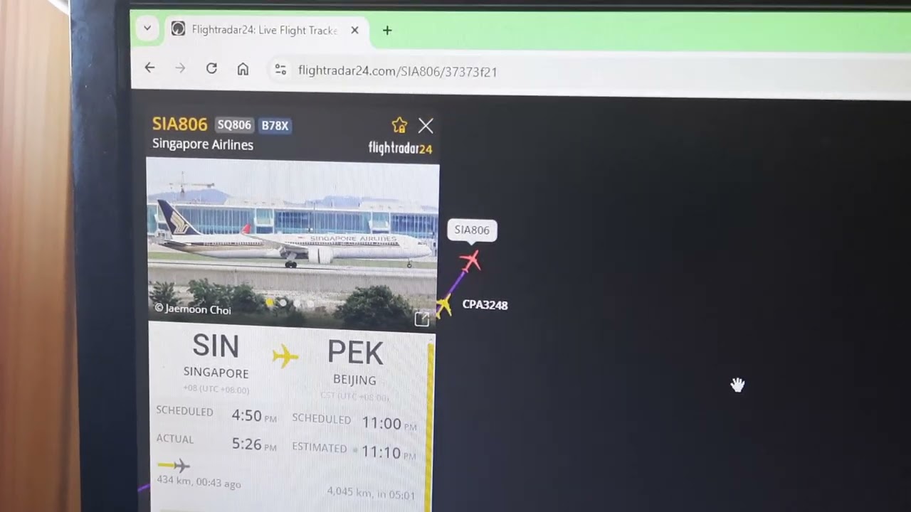 Singapore Airlines, SIA806, SIN-PEK.