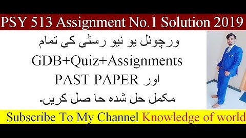 PSY 513 Assignment No.1 Solution 2019
