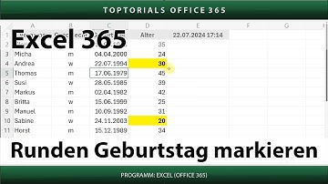Runden Geburtstag markieren | Excel 365 Tutorial