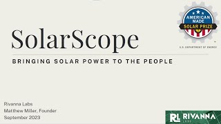 Rivanna Labs: SolarScope (American-Made Solar Prize Round 7)