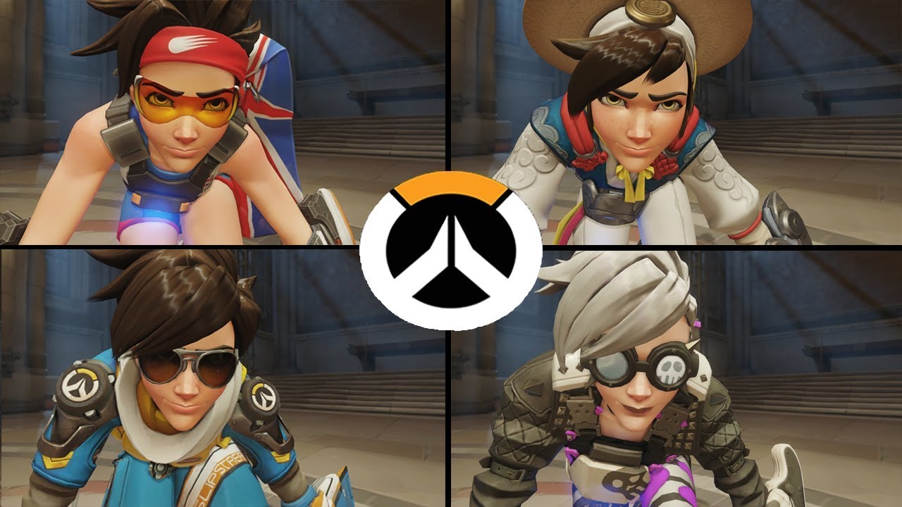 Overwatch - All Tracer Skins with All Highlight Intros! 