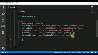 Multiple rocords insertion in mysql with node js