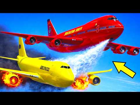 Airplane Firefighter Puts Out Another Aircraft’s Engine Fire Mid-Air | GTA 5