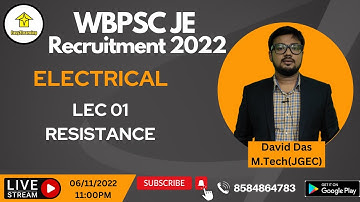 🔴 WBPSC JE 2022 Recruitment | RESISTANCE | Lec 01 | Diploma, B.Tech All
