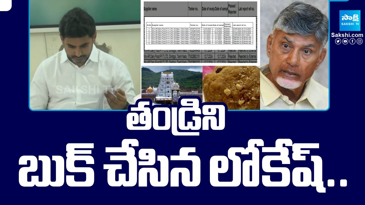 Tirumala Prasadam Controversy: Nara Lokesh Booked His Father In Tirupati Laddu Controversy @SakshiTV