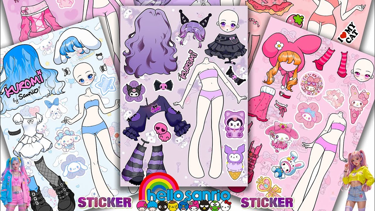 Oddly Satisfying ASMR Sticker Book Sanrio Transformation! Kuromi & My Melody Style Paper DIY 