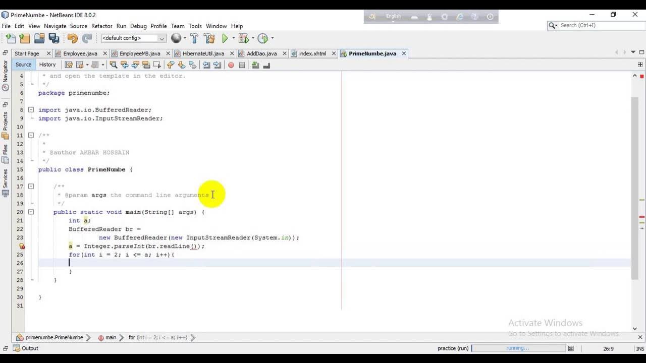 How to Define Prime number in java using netbeans edit - YouTube