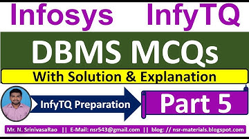 DBMS MCQs | InfyTQ 2023 DBMS MCQs | DBMS MCQs Solution & Explanation | Database MCQs | Part-5