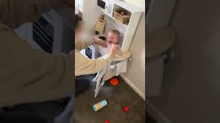 Toddlers gets head stuck in Toy kitchen sink and Mom tries to pull him out