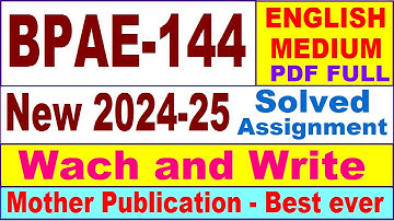 BPAE 144 solved assignment 2024-25 in English || bpae 144 solved assignment 2025 || bpae144 2024-25