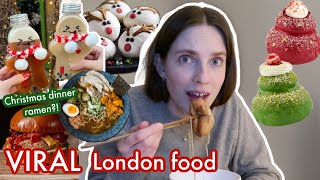 Trying VIRAL Christmas Food in London!! *christmas dinner ramen, bao buns, donuts and more*