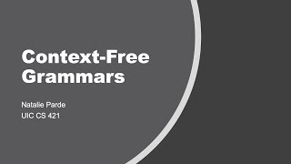 Context Free Grammars