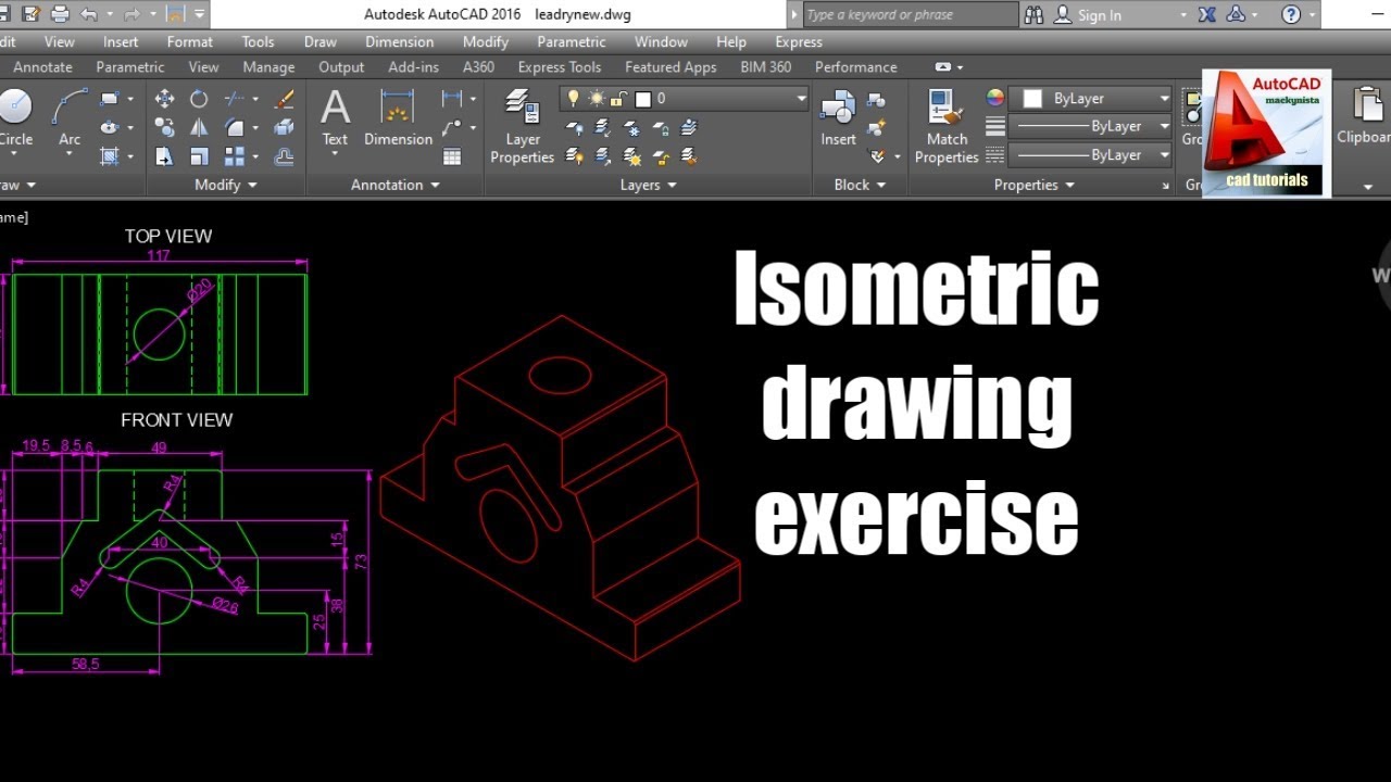 AutoCad tutorial Isometric drawing exercise YouTube AutoCad tutorial Isometric drawing exercise YouTube