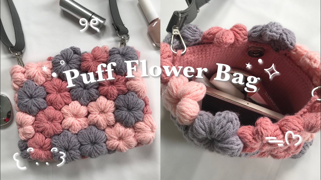 Вязаная крючком сумка с пышными цветами 🌸