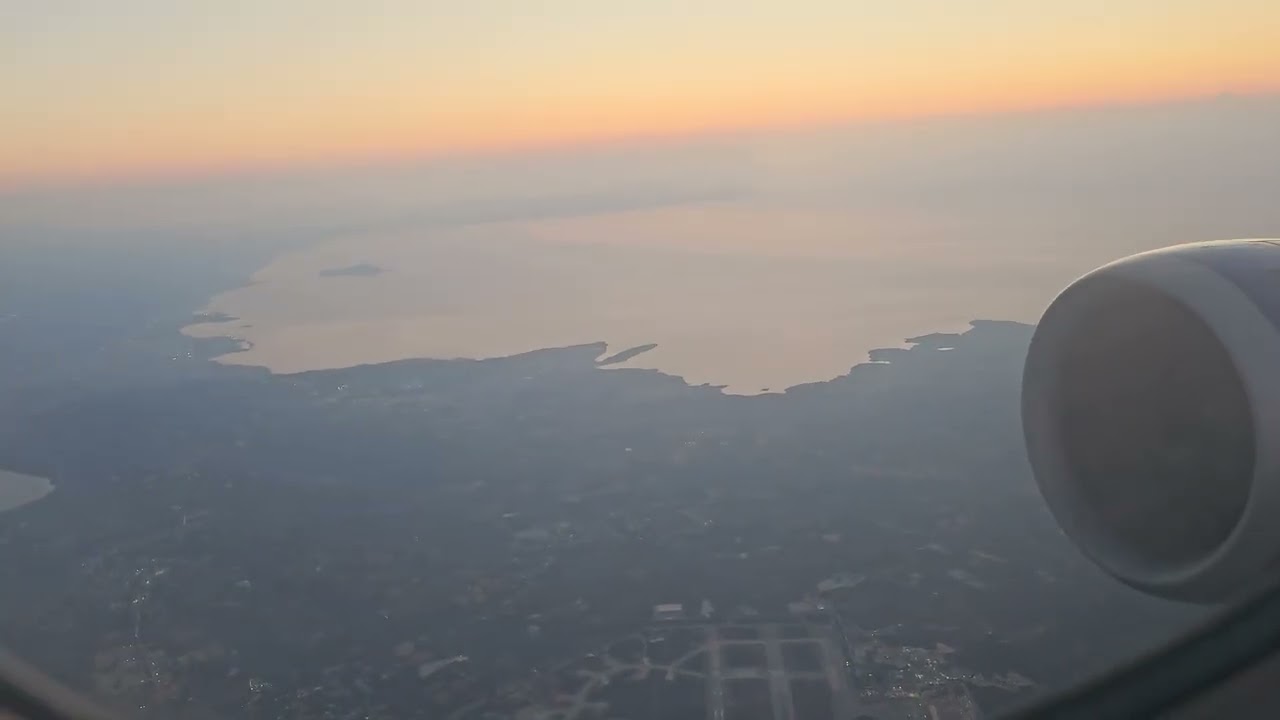 Aegean Airlines Airbus A320  Long approach & Landing in Chania during Sunset