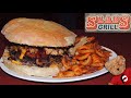 6-Meat BBQ Cheeseburger Challenge w/ Curly Fries in Salem, Missouri!!
