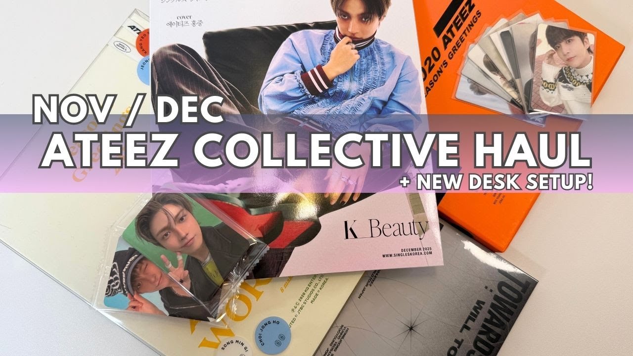 Распаковка покупок Ateez за ноябрь/декабрь! + Показываю свой новый рабочий стол!