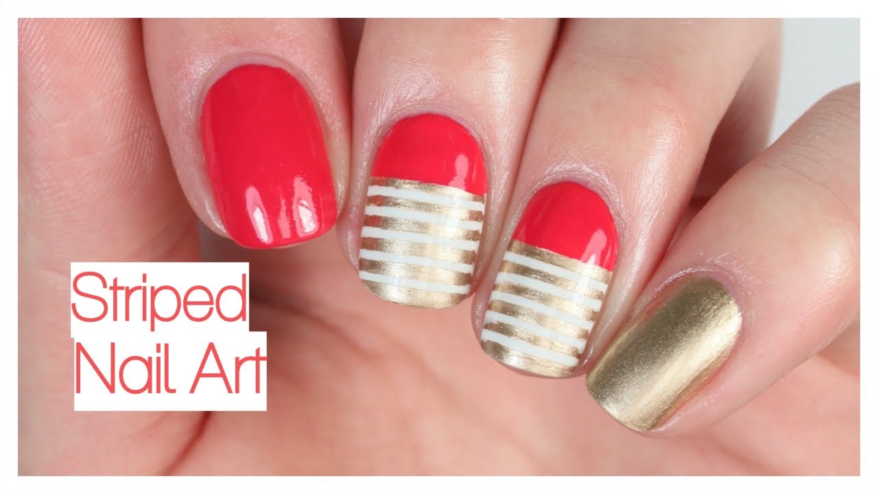 1. Colorful Striped Acrylic Nails - wide 2