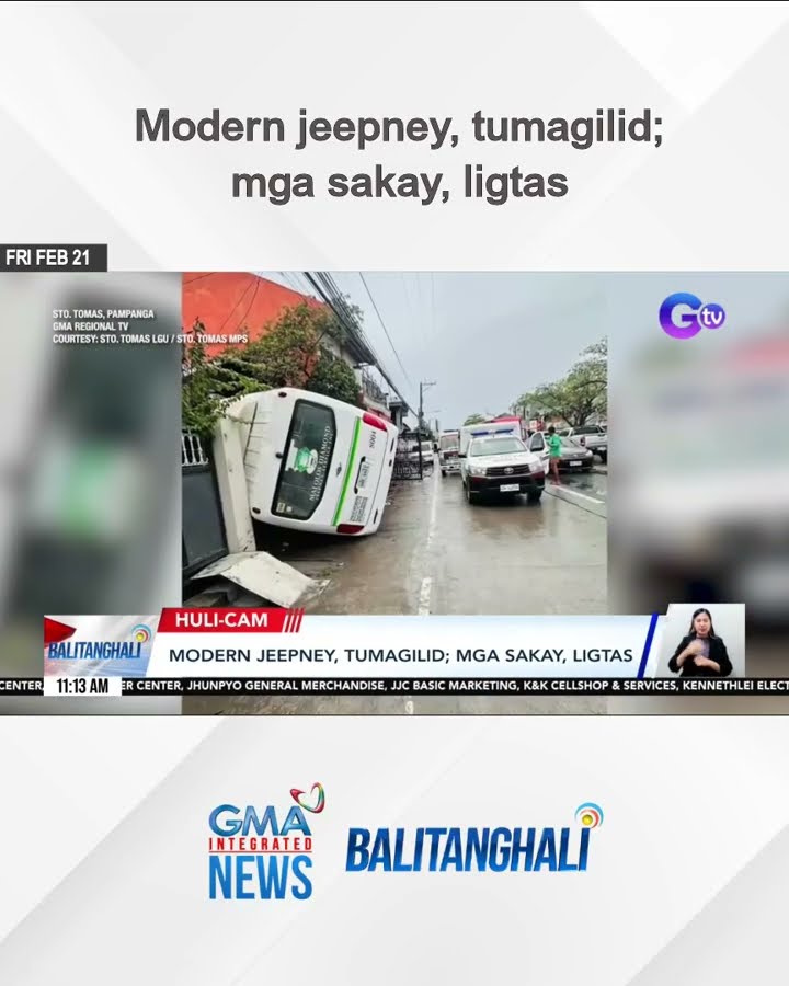 Modern jeepney, tumagilid; mga sakay, ligtas | Balitanghali