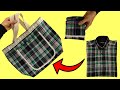 DIY FOLDABLE SHOPPING BAG / Recycling Old Shirt Into Shopping Bag / Reusable Grocery Bag / Ideas