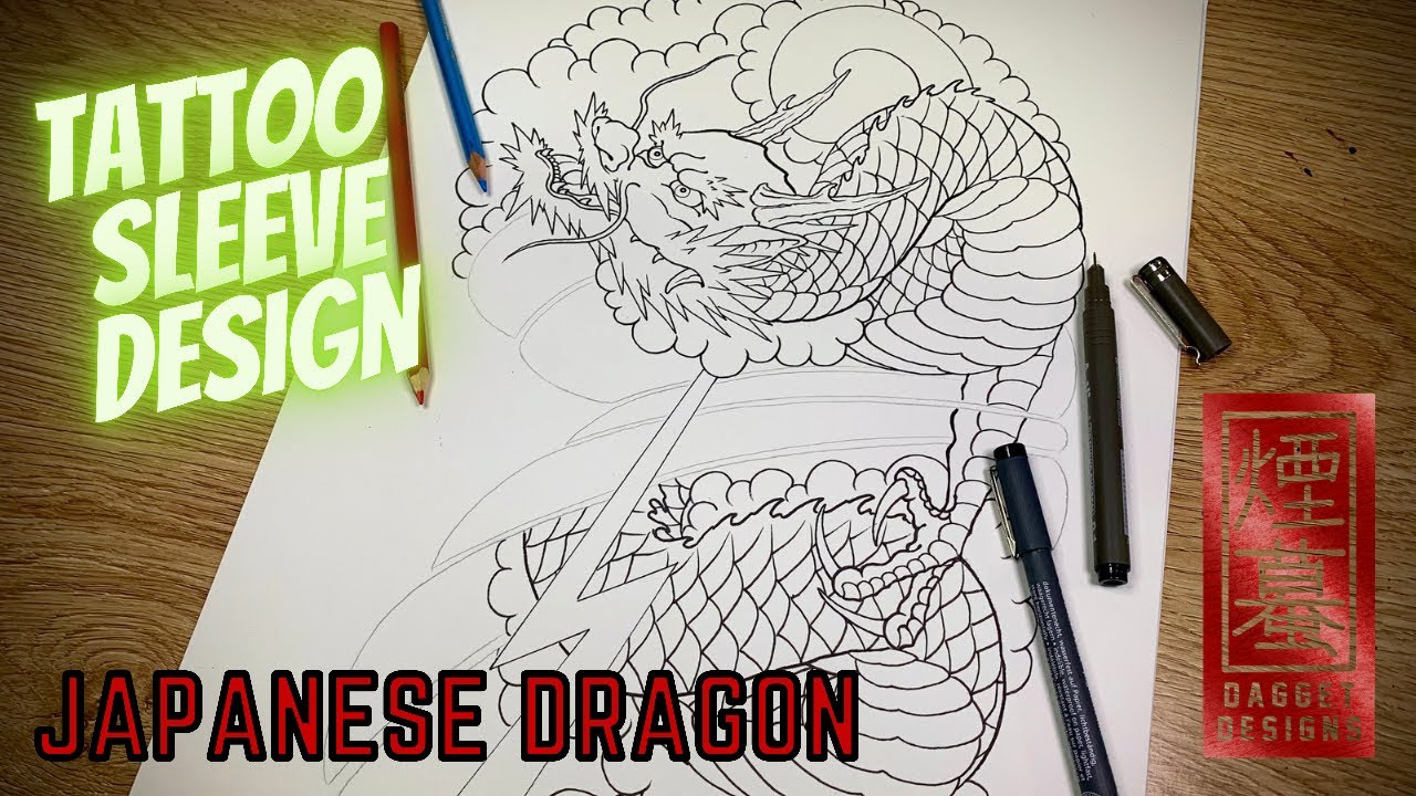 dragon tattoo sleeve outline