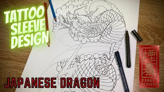 How to draw a Japanese Dragon Tattoo sleeve design (Traditional Japanese tattoo) screenshot 5