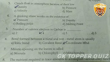 9th science unit test 2 question paper #subscribe @gktopper1000Pavan