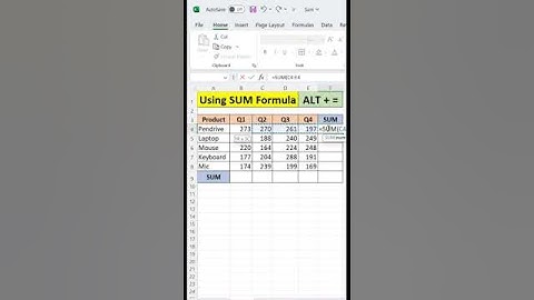 AUTOSUM in Excel Trick #shorts #ytshorts #excel #exceltips