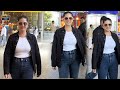 Sunny Leone Wearing Comfy Clothes To Deal The Heat While Leaving From The Airport